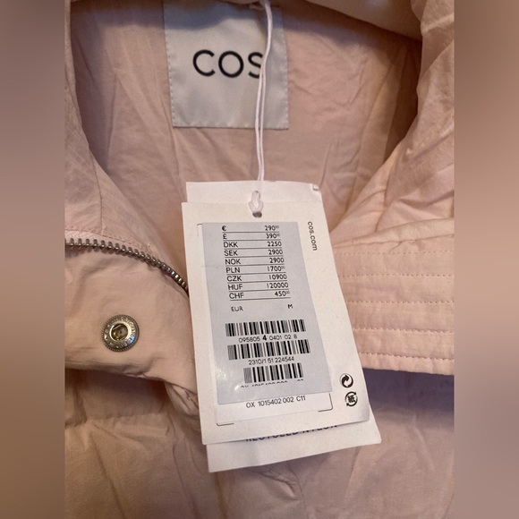 COS FLWRDWN eco puffer long down coat pink hood maxi midi trench Med Large - Picture 9 of 16